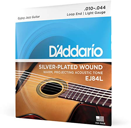 D'Addario Gypsy Jazz Saiten EJ84L 10-44 Loop End, Silverplated Wound - Corde per chitarra acustica