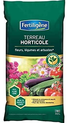 FERTILIGENE FH40N Terreau Horticole 40L - Stimule la Croissance et nourrit progressivement - Riche en Engrais et fumier - Frabriqué en France