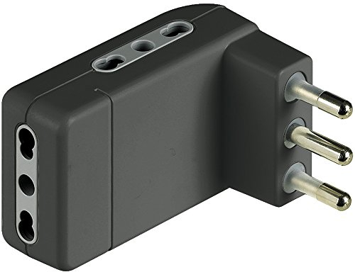 BTicino S3606GE Adattatore salvaspazio Corner-3 Prese bipasso 10/16A e Spina 16A-Colore Antracite, Nero
