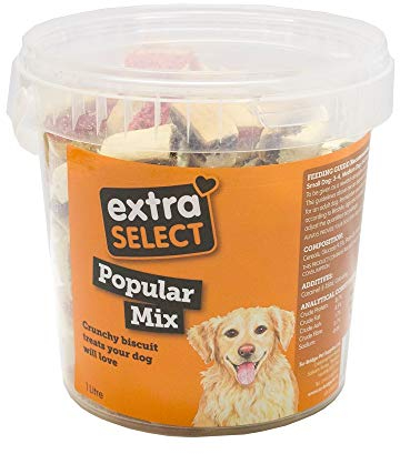 Extra Select Popular Mix Dog Treat Biscuits in a Bucket (approx 125 biscuits), 1 l (Pack of 1)