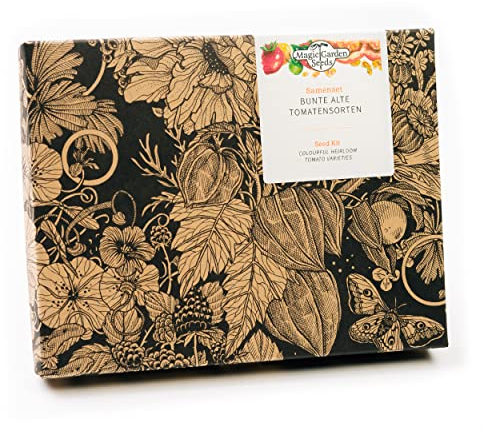 Magic Garden Seeds - Bunte alte Tomatensorten - Samen-Geschenkset mit 5 traditionellen, bunten alten Sorten - Salattomaten Samen, 2 Fleischtomaten Samen, Stabtomaten Samen, Fülltomaten Samen