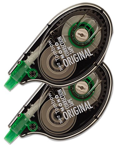 Tombow 68627 MONO Correction Tape, Non-refillable, White, 1/6 x 394, 2 Count (Pack of 1)