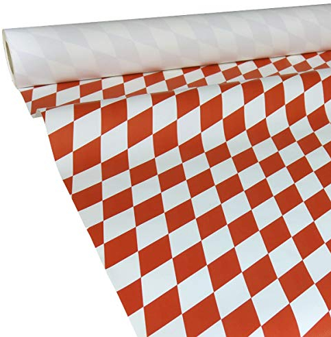 JUNOPAX Papiertischdecke 50m x 1,00m Raute rot-weiß