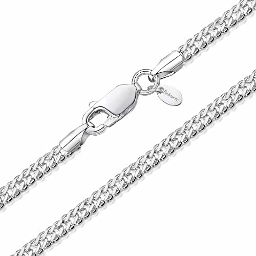 Amberta® Joyería - Collar - Fina Plata De Ley 925 - Diamante Corte - Cadena de Frenar (Rombo) - 2 mm - 40 45 50 55 cm (55cm)