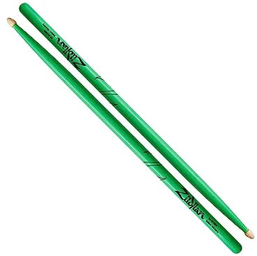Zildjian 5ACWDGG - Baquetas de neón (5 A, madera de bellota), color verde