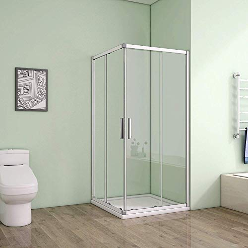 90 x 80 x 185 cm Duschkabine Schiebetür Eckeinstieg Duschabtrennung Duschwand aus 5mm ESG Sicherheitsglas Klarglas ohne Duschtasse