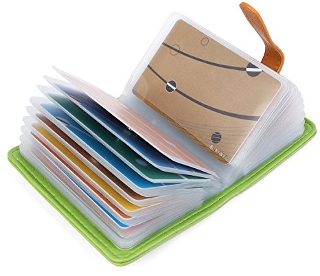 10 Colors Credit Card Holder Credit Card Wallets for Women Men Leather 26 Card Slots (Green)