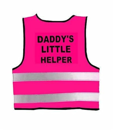 Overdose® Kids High Visibility Hi Viz Safety Schhol Vest Top Hi Vis Baby Waistcoat Childrens Gift (2-3 Yrs, Daddy's Helper Pink)