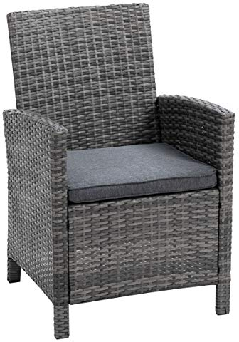 greemotion Polyrattan-Sessel Tessin, Gartensessel mit Kissen, 65 x 90 x 59 cm, Grau
