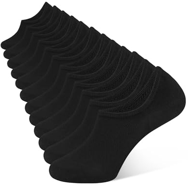 CLOSEMATE 6 Paires Chaussettes Invisibles Homme Femme 39-42 43-46 en Coton | Bandes de silicone antidérapantes, Tissu respirant et extensible, Talon et orteils renforcés