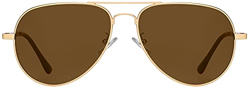 H HELMUT JUST Pilot Sonnenbrille Herren Damen Gold Pilotenbrille Braun Linse Polarisiert mit UV400-Schutz Groß Klassisch