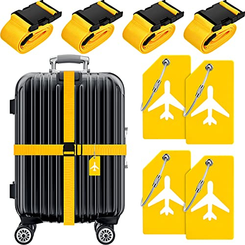 Weewooday 8 Pcs Luggage Straps Suitcase Tags Set for TSA Approved