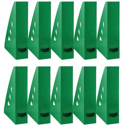 OFFICE PRODUCTS Stående samlare modern design/10 stycken/A4 – färg: Grön/hård plast/genombrutna/skrivbordsorganisatör för tidskrifter, okrossbar