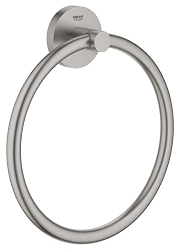 GROHE Start - Handtuchring (Material: Metall, verdeckte Befestigung, zum Kleben oder Bohren), supersteel, 41174DC0