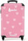 NoBoringSuitcases.com Valise Enfant, Valise Cabine, Valise Enfant Fille, Bagages Enfant, Valise Roulette, Valise Rose, Valise Rigide, Valise Personnalisable 55x35x25cm (Motif de cœurs - Rose)