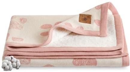 Little Dedi Baby Winter Decke- 100% GOTS-zertifizierte Bio-Baumwolle, Strickdesign, 75x95 cm,Weich & Atmungsaktiv,Ideal für Neugeborene & Kleinkinder,Maschinenwaschbar, (Pink/Beige)
