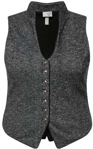 Ulla Popken Damen Trachtenmieder Stehkragen Bluse, Grau Melange, 52