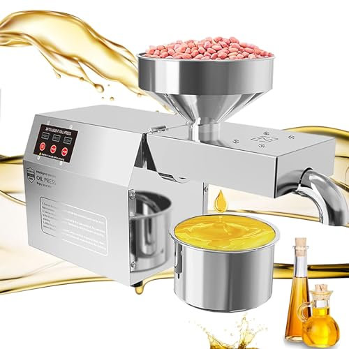 820W Cold Hot Press Seed Oil Extractor,Electric All Stainless Steel Oil extractor,Organic Oil Press Machine for Commercial Home Kitchen,Peanut Sesame Canola Coconut Sunflower Seeds,220V