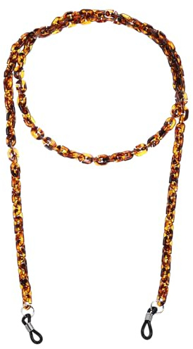 sourcing map Eyeglass Chains for Women, Resin Eyeglass Holder Chains Adjustable Sunglasses Lanyards Holder Chain Beaded String Holder Anti-Lost Strap for Glasses Sunglasses, Brown/Yellow