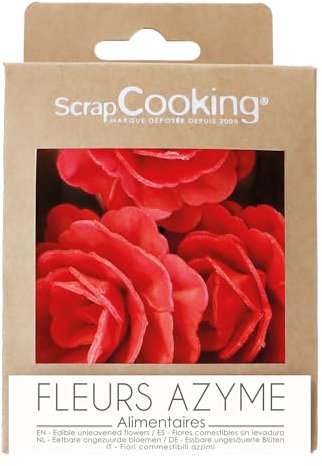 ScrapCooking - 3 Roses Royales Rouges en Azyme - Fleurs Comestibles pour Décoration Gâteau - Déco Florale Pièce-Montée, Cupcakes, Pâtisseries - Anniversaire, Mariage - 2293