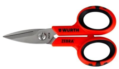 WURTH Forbici da lavoro professionali, forbici elettricista in acciaio inox, taglio preciso manico in fibra di vetro, alta durezza e resistenza L 140 mm