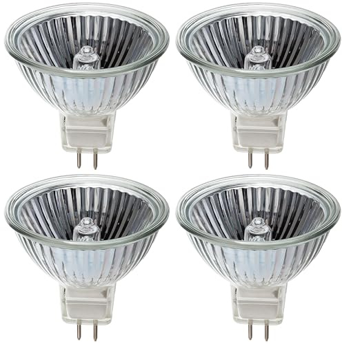 OHLECTRIC MR11 Halogen Spot Light Bulb Down Reflector Lamp (4-Pack) 11⁄8 inches 35W 12V 2 Prong 1.375 Stove Hood Range Lighting Warm White 35 Watt GU4 Dimmable Replacement GL Fiber Optic BAB C