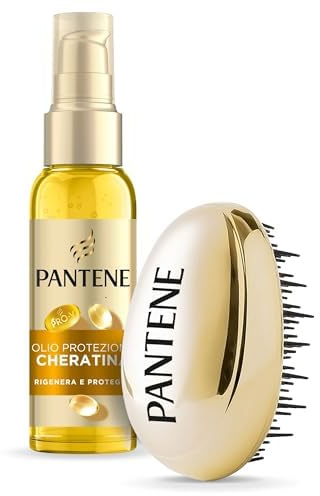 Pantene Pro-V Set Spazzola + Olio Capelli Protezione Cheratina Rigenera E Protegge 100ml Olio Intensivo Senza Risciacquo per Uso Quotidiano. Per Capelli Secchi e Danneggiati