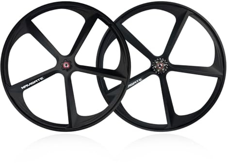 700C Laufradsatz Schwarz 5 Speichen Fixie Fahrrad-Laufradsatz Mag Fahrradrad Felgen Vorne Hinten 100/120 Mm V-Bremse for 23-28C Rennrad(Rear＋Front)