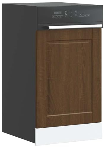 QJBSAVVA Dishwasher Panel Porto Brown Oak 45x1.5x67 cm Engineered Wood Kitchen Cabinet Door Replacement for Kitchen Cupboard, Pantry Cupboard, Bathroom Storage Unit, Easy to Clean and Robust