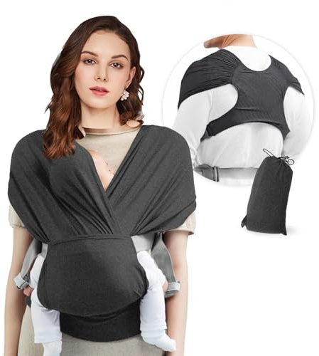 Tyafzzn Tragetuch Baby Neugeboren mit Schnallen, Elastisches Babytragetuch Tshirt für 7lb-44lb(3,18-19,96kg), Freihändige Stabile und Ergonomische Baby Trage