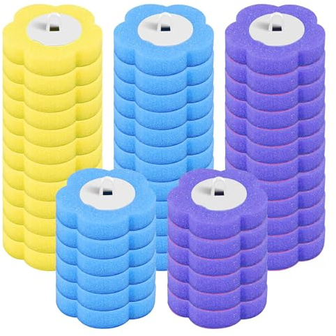 Kinesgsg 48 Piezas Escobilla de Inodoro Desechable, Escobilla Baño Desechable Material Esponjoso, Cepillo de Inodoro Desechables con Agente Limpiador, Escobillas Baño Desechables WC, para Lavabo