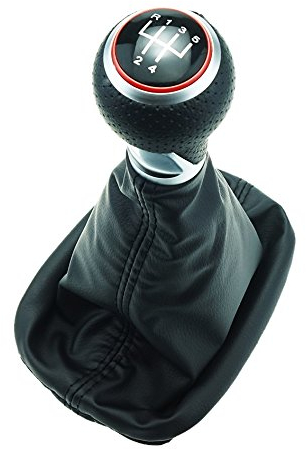 Schaltknauf Schaltsack 12-13 mm Durchmesser 5 Gang - Roter Ring/Silber Ring kompatibel/Ersatzteil für Audi A3 8L 1,8L, 1,8T Benziner & 1,9TDI - Motoren