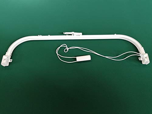 TENDAGGIMANIA Binario per Tende a Soffitto- L. 180 CM - Riloga Scorritenda con Curve in Alluminio Bianco, Movimento A CORDA- Completo di tutti gli accessori - Personalizzabile