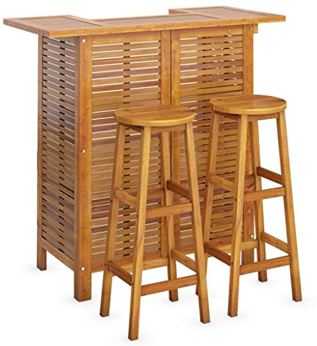 vidaXL Table et chaises de Bar 3 pcs Bois d'acacia Massif
