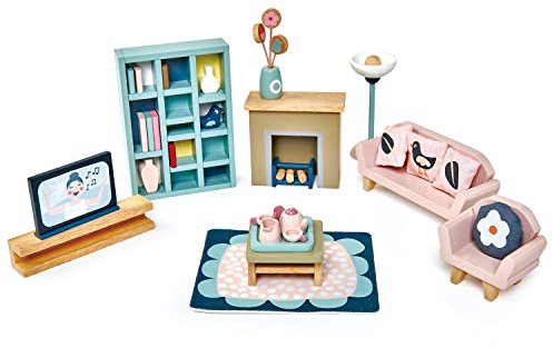 Tender Leaf Puppenmöbel: Wohnzimmer 25 x 24,5 x 15,3 cm, aus Holz, in Box 26,7 x 9,7 x 21,2 cm, 3+