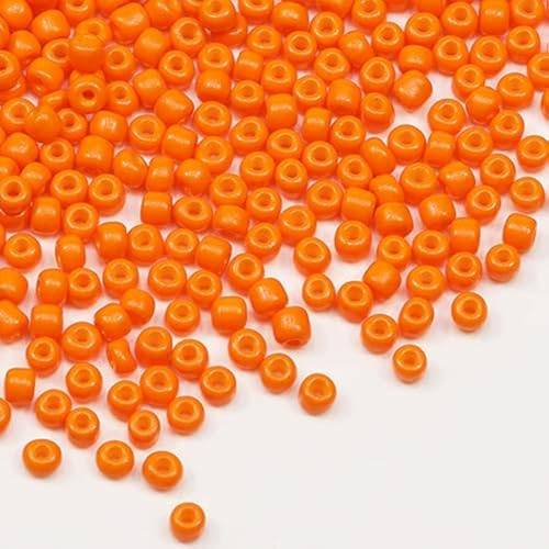 Tibaoffy Size 6/0 Crafts Glass Seed Beads 4mm Orange Beads for Jewelry Making (Total About 100g About 1200pcs)