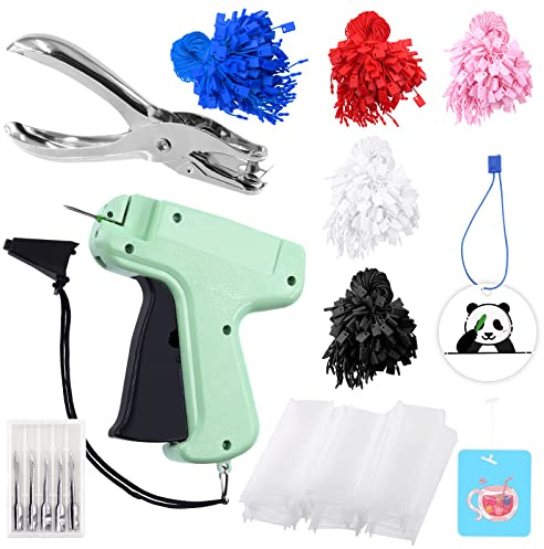 Keadic 2007 Pieces Tagging Gun Kit, Garment Price Label Attacher with Spare Steel Needles Plastic Fasteners 5 Colours Hang Tag Strings Hole Punch for Retail Shop Yard Sale Clothing Labelling