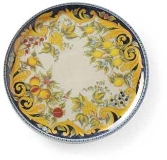HENDI Plato de Pizza Redondo en Porcelana Vidriada con Motivo Barocco, Plato para Servir Pizza, Apto para Microondas y Lavavajillas, ⌀330mm, Multicolor