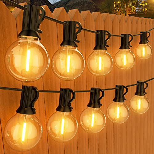 GPATIO 150FT Garden Lights Mains Powered, 75+2 Pcs Warm White Plastic Light Bulbs Festoon Lights, G40 Outdoor String Lights Waterproof for Party, Wedding, Holiday Decoration etc.