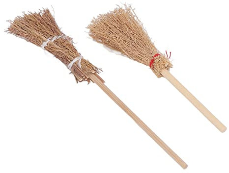 jerss 20 Pezzi Mini Scopa Strega Mago Ciondolo Paglia Decorazione Fai da Te Mini Scopa Artigianale Paglia, Accessori bambù Scope Halloween 14 Cm Materiale 10 Cm 3,9 Pollici Confezione