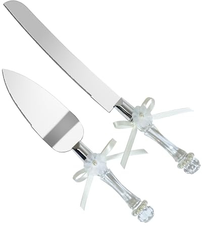 FISHBONE Stainless Steel Wedding Cake Knife and Server Set with Elegant Design - Perfect Cake Cutting Set for Weddings and Special Occasions