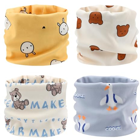 4 Pezzi Scaldacollo Bambino Invernale Scaldacollo Bambini Bambina Cotone O-Scaldacollo Loop Fazzoletto da Collo Cute Inverno Caldo Cotone Sciarpa per Ragazze dei Ragazzi (tipo C)