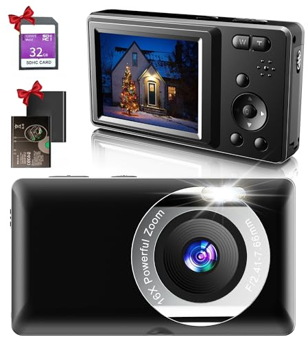 Digital Camera,Nolansend 50MP/ FHD 1080P Autofocus Vlogging Camera with 32G Memory Card 16X Digital Zoom,Powerful Cameras for Photography with 2 Batteries for Teens,Kids,Beginners Y