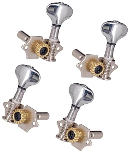 Accordatore Per Chitarra Confezione da 4 accordatori per ukulele durevoli in metallo, perni di accordatura, paletta aperta, ingranaggi 2R 2L (Color : Silver)