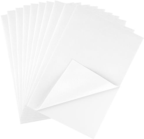 CHRORINE 10 hojas de fieltro blancas autoadhesivas de fieltro de 8 x 12 pulgadas, papel de fieltro para suministros de arte y manualidades