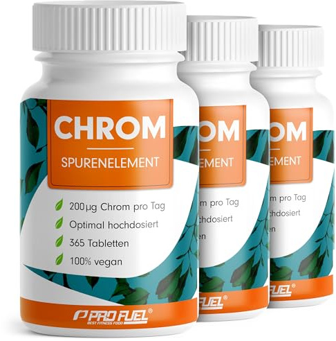 Chrom Tabletten 1095x mit 200 mcg Chrom aus Chromium Picolinate - optimal hochdosiert - normaler Blutzuckerspiegel und Makronährstoff-Stoffwechsel – laborgeprüft mit Zertifikat - vegan