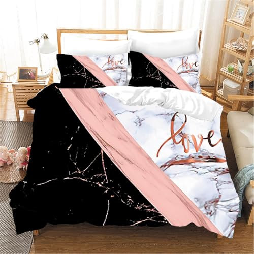 Kingsize Påslakanset roséguld marmor king size påslakan polyester tvättbart super king-size påslakanset med örngott 2-pack 50 x 75 cm king size sängkläder (220 x 260 cm)