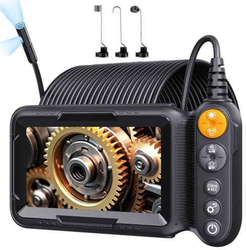 Dual Lens Endoskopkamera mit Licht 10M, Hopefox 5,0 Zoll IPS Bildschirm Inspektionskamera,1080P HD Digital Industrie Endoskop Kamera mit 8+1 LED Licht, 8mm IP67 Wasserdicht Rohrkamera Kanalkamera