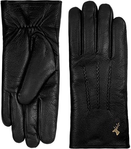 Schwartz & von Halen Handschuhe Herren - Hunter (schwarz) - Leder - 100% Ziegenleder - Luxuriöses Lammwollfutter - Schwarz - L - 9½