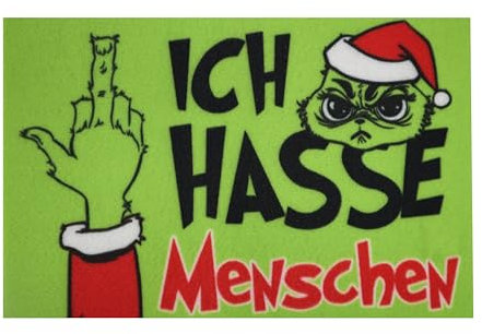 M.Kritzinger's Fußmatte Festtags-Muffel Ich Hasse Menschen, 40x60 cm, Grün, Schmutzfangmatte